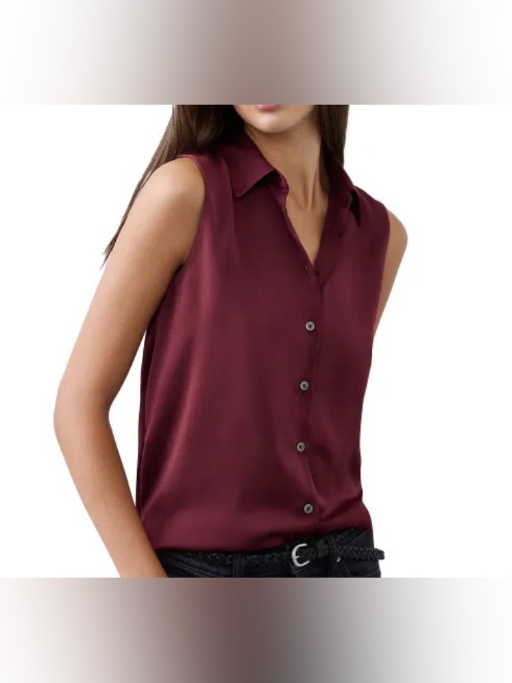 Banana Republic Sleeveless Button-Front Blouse - Wine -NWT M